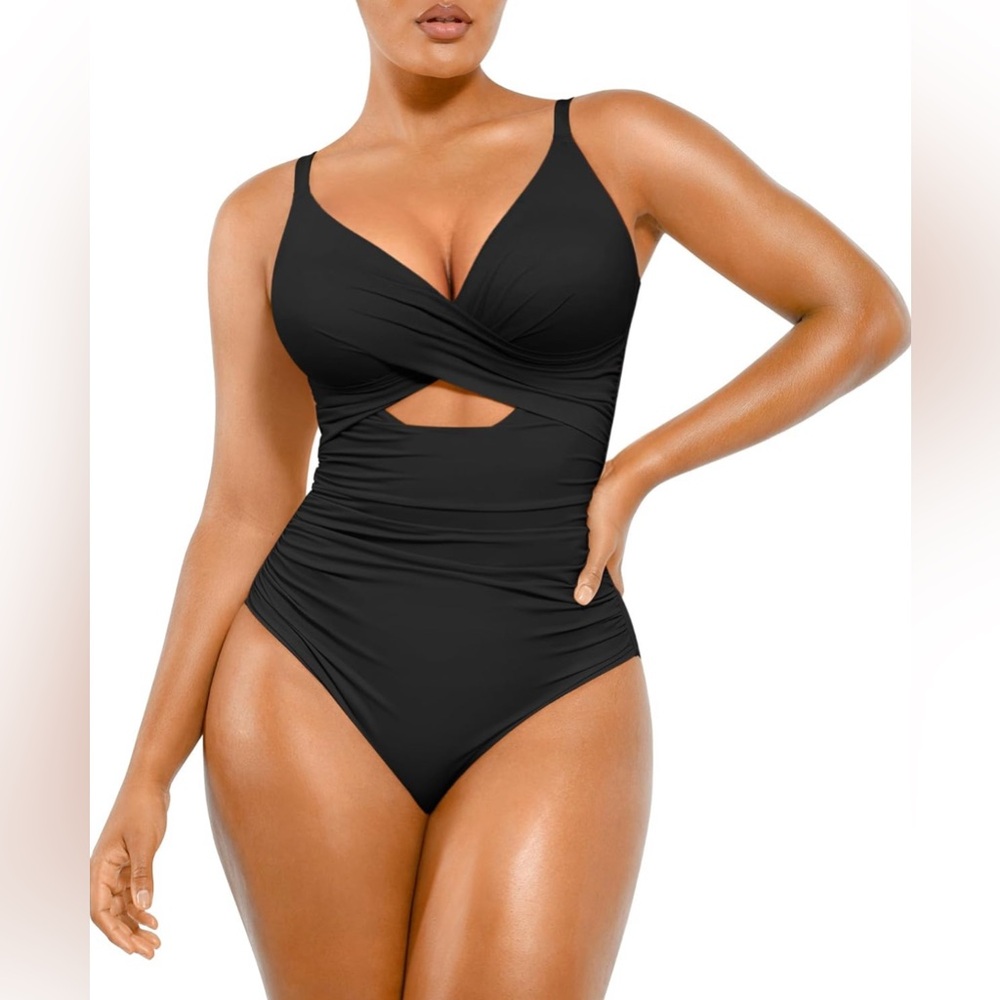 Shpaellx Twist Front Black One-Piece Swimwear